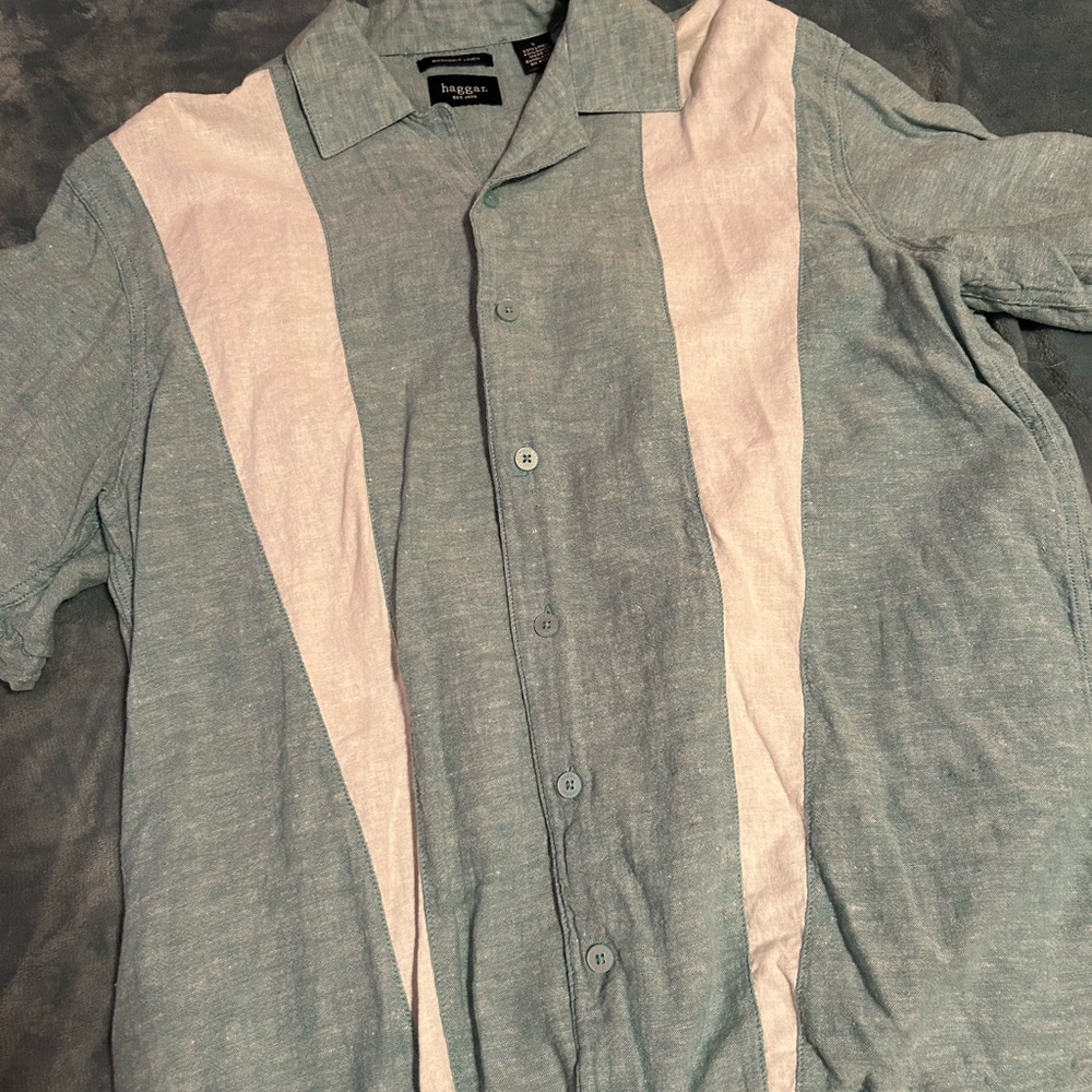 Blue and white button down
